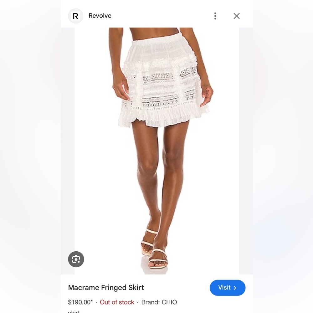Chio di Stefania macrame fringe skirt Xs NWT Revolve $190